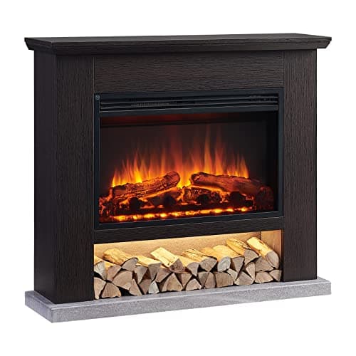 Image of FLAMME 39" Beadell Electric Fireplace Suite Espresso Oak Colour Includes 2000w Heater with Glass Fronted Flame Effect, Remote Control