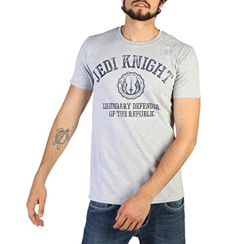 Image of Star Wars Men's Jedi Knight Collegiate Regular Fit Crew Neck Short Sleeve T - Shirt, Grey (Grey Marl SPO), Xx-Large