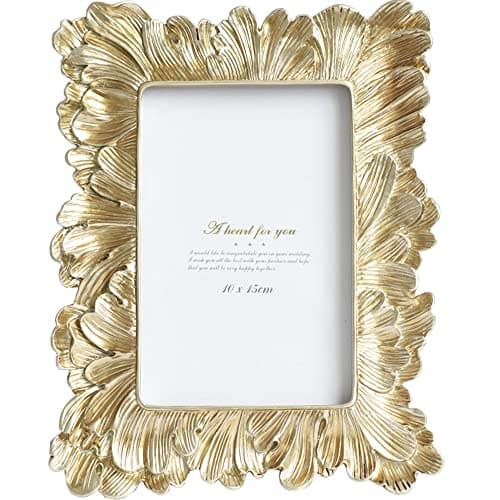 Image of NatureMan Vintage Picture Frame 4x6 Golden feather Antique Photo Frame for Desktop Display and Wall Mount Home Decor