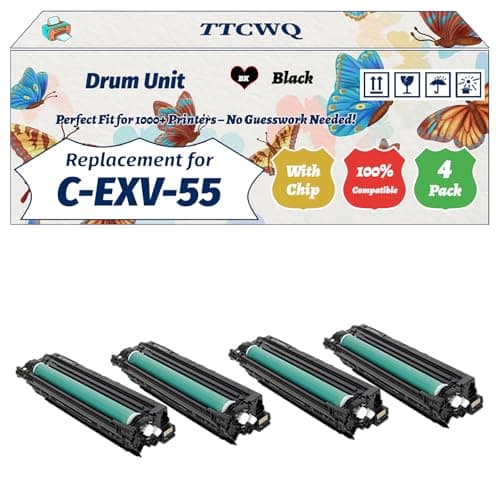 Image of C-EXV-55 Drum Unit Compatible for Canon Work for Canon IR Advance C256iDX C257DX C357i C356iDX C257iDX C357P C356PDX Printers (4 Pack Black)