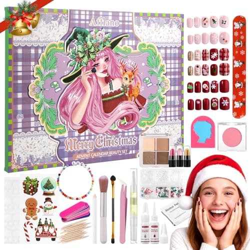 Image of Makeup Advent Calendar 2026 Teens Girl, 24 Days Christmas Countdown Face Eyes Lip Nail Beauty Advent Calendar for Girls Women, 24 Pcs Xmas Holiday Gifts Sets, Festival Surprise Full Makeup Kits