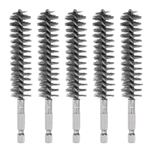 Image of sourcing map 5Pcs Bore Brush Stainless Steel 19mm Dia Cleaning Twisted Wire Brush Tube Pipe Cleaner with Handle 1/4 Inch Hex Shank for Tubes, Ports, Bearings