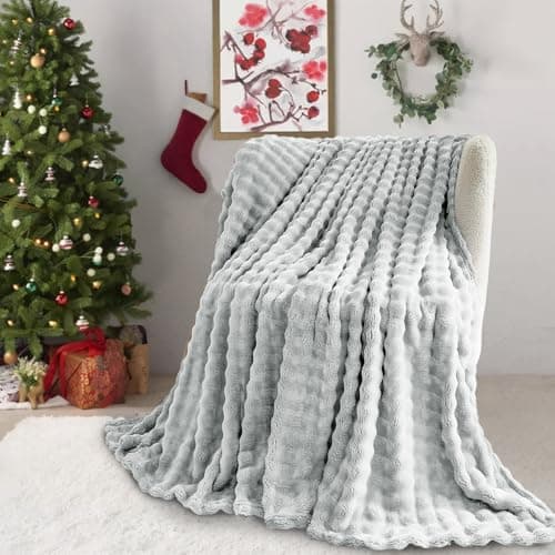 Image of SHANNA Super Soft Warm Milk Velvet Cozy Bubbles 450 GSM Blankets Throws for Sofa Large Fluffy Versatile Blanket Bed Throw for Bedroom, Couch, Travel, Car, Camping (Grey, 100 * 160cm)