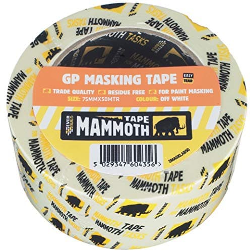Image of Everbuild Mammoth General Purpose Trade Quality Masking Tape – Suitable for Paint Masking – Off White – 75mm x 50m Roll