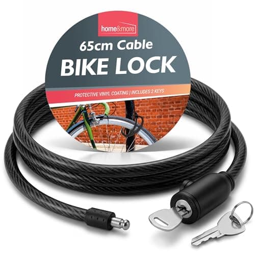 Image of SOL 65cm Cable Bike Lock with Keys, Black Colour High-Security Chain for Bicycle, Cycle, Cycling, and Kids E-Scooter, Heavy Duty Anti-Theft Padlock, Multipurpose, Perfect for Protecting Against Theft