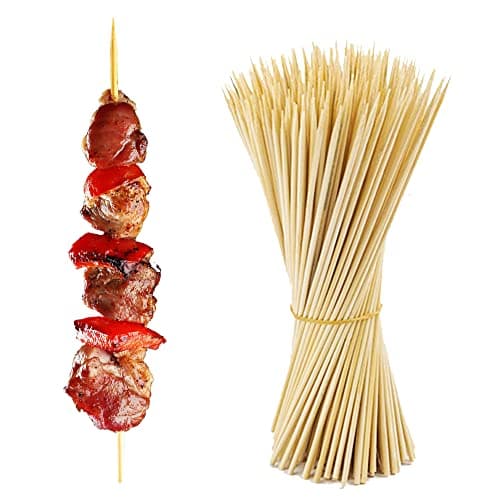 Image of AMZGROCERY A437 200 Pcs Barbecue Sticks 7",18cm Bamboo Grill Skewers for BBQ, Kebab and Appetizer, Oak|red|Beige|Yellow