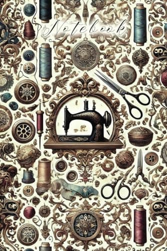 Image of Baroque inspired Sewing notepad: 120 Page Lined Notebook for Sewing Lovers - sewists - seamstresses
