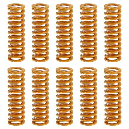 Image of sourcing map 10pcs 3D Printer Heating Bed Spring, 8mm OD 25mm Length Light Load Compression Mould Die Spring 3D Printer Compression Spring for 3D Printer Electric Part, Yellow