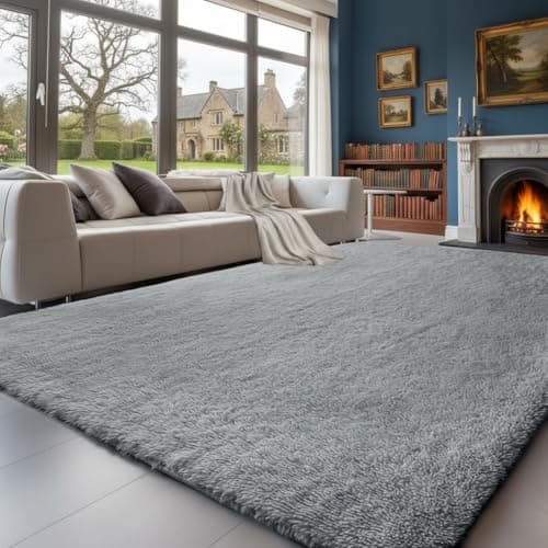 Image of Fluffy Shaggy Rugs Living Room, Large Anti Slip Carpet - Grey Area Rugs for Bedroom Modern Ultra Soft Runner Rug Thick Pile Carpet for Nursery, Office, Lounge Home Decor (Grey, 160 x 230 cm)