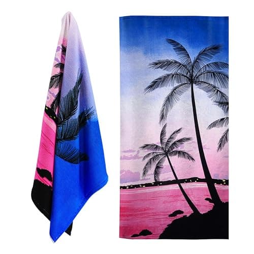 Image of GEEZY Microfibre Beach Towel, Sunset Design - Quick Drying, Lightweight, Sand-Free, Large & Durable, Summer Design - Beach Essentials for Travel, Holiday, Swimming, Sauna, Adults & Kids, 70x140cm