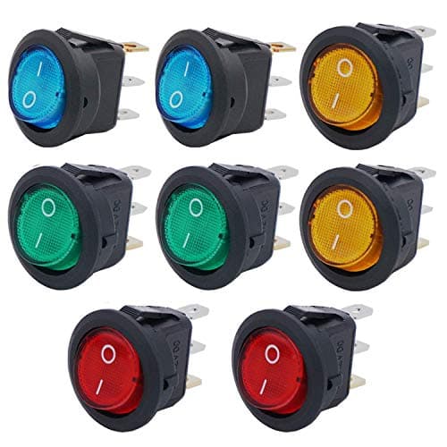 Image of RUNCCI-YUN 8Pcs 20A 12V DC On/Off SPST 3Pin Rocker Toggle Switch Control For Car Or Boat With 4 Colour LED Light Illuminated