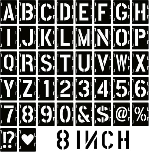 Image of 8 Inch Letter and Number Stencils,Letters and Numbers Stencil Kit,42 Pcs Reusable Alphabet Templates Interlocking Stencil Kit for Painting on Wood,Wall,Fabric,Rock,Sign,DIY Art Projects (8INCH/42PCS)