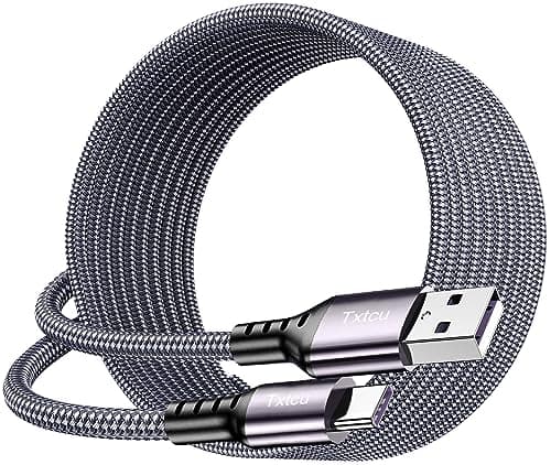 Image of Txtcu Long USB C Cable 5M, USB Type C Charger Cable Braided PS5 Controller Charging Cable Compatible for Samsung Galaxy /S21/S20/S10,Note 10 9 8,Playstation 5,Xbox,Switch,Huawei P30,Xiaomi,Sony Xperia