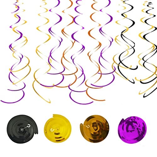 Image of 24Rolls Hanging Swirl Decorations Halloween for Happy Birthday Party Swirls Decorations-Muti-Color Hanging Swirls Ceiling Decorations Shiny Foil Swirls for Wedding,Baby Shower,Birthday Party Supplies