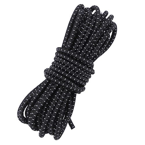 Image of 4MM Black and White Elastic Cord 5 Meter Elastic String Bungee Cord Round Stretchy Cord Bungee Rope Multifunctional Drawstring Elastic for Backpack Tent Poles DIY Craft Projects Camping