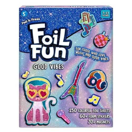 Image of Skillmatics Foil Fun - Good Vibes, 20+ DIY Foil Art Magnets, Mess-Free Craft Kit, 60+ Foam Stickers, Creative Activity for Kids, Tweens, Teens (Ages 7-13), Adults, Gifts, Travel, Party Favor