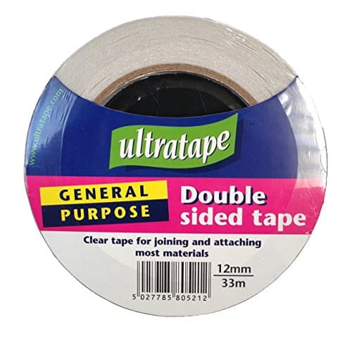 Image of general purpose double sides/sided clear sticky tape 12mm x 33m for office/craft, beige
