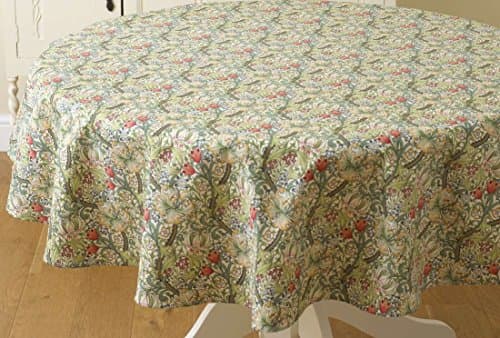 Image of Licensed William Morris Golden Lily 147cm (58") Round 100% Cotton Floral Tablecloth