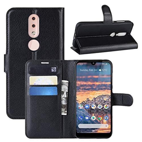 Image of HualuBro Nokia 4.2 Case, Premium PU Leather Wallet Flip Folio Shockproof Phone Case Cover with [Kickstand] [Card Slots] [Magnetic Closure] for Nokia 4.2 2019 (Black)