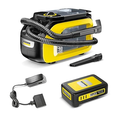 Image of Kärcher SE 3-18 Compact Cordless Vacuum Cleaner (Integrated Spray Hose, Extra Wash and Crevice Nozzle for Upholstery Cleaning, 75 mm Width, Flush Function, Car Cleaning, with Battery and Charger)