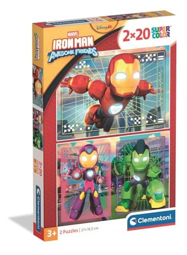 Image of Clementoni Puzzle 2x20 pieces, Ironman and His Amazing Friends, Marvel, Puzzle for Kids 3+ years, 24828