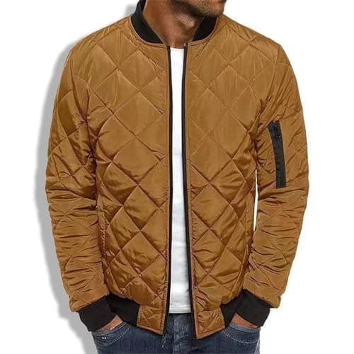 Image of QLXYYFC Men's Quilted Winter Jacket Warm Outdoor Snowboard Jacket for Winter/Autumn (Color : Yellow, Size : L)