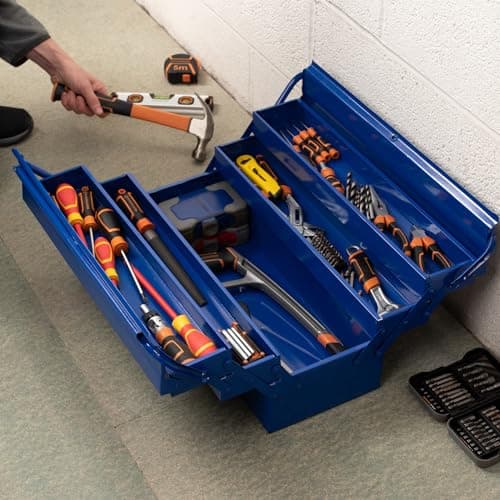Image of Hardys 5-Tray Large Metal Tool Box | Heavy Duty Cantilever Tool Storage Box with 3 Levels | 530 x 200 x 200mm Large Tool Box Organiser for Hand Tools, Screws, Fastenings & Fixings
