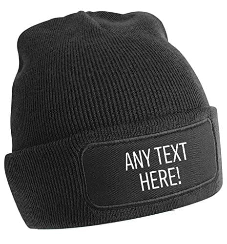 Image of Flox Creative Adult's Beanie Hat in Black Any Text Here