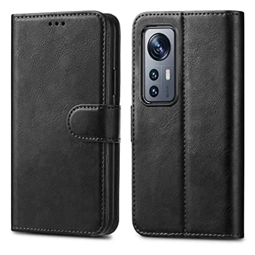 Image of GAPlus Xiaomi 12 5G Leather Case - Premium Wallet Case Leather Flip Cover [Card Holder] [Magnetic Closure] For Xiaomi 12 / Xiaomi 12X 5G Black