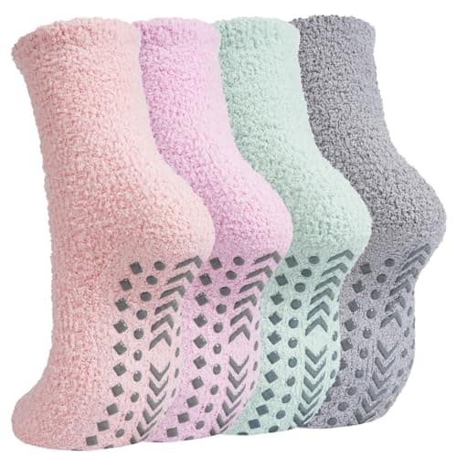 Image of Caldodo Women's Fluffy Slipper Socks, Winter Warm Thermal Bed Socks for Ladies and Girls, Cosy Fuzzy Fleece Non Slip Socks with Grippers for Home Floor Sleeping