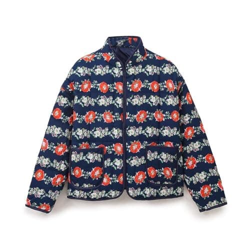 Image of Saxrel Blue Women's Lightweight Quilted Winter Coat - Women's Coat Vintage Floral Print Winter Warm Pocket Jacket Plus Size Outerwear Padded Windproof Casual Overcoat Outdoor