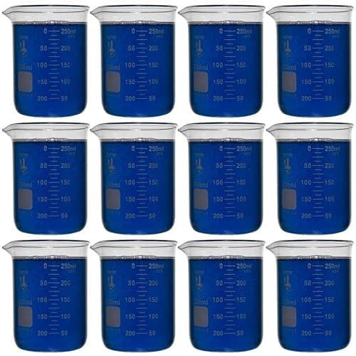 Image of 250ml Beaker, Low Form Griffin, Borosilicate 3.3 Glass, Double Scale, Graduated, Karter Scientific 213D25 (Pack of 12)