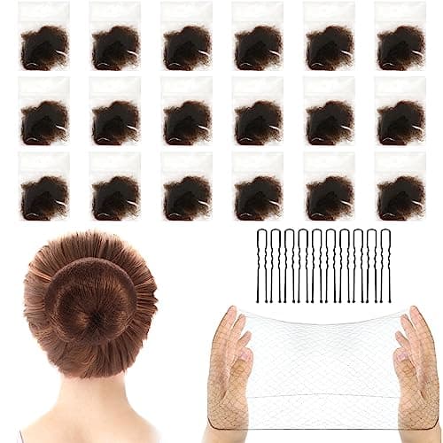 Image of Qufiiry 24Pcs Invisible Bun Nets, Ballet Hair Net for Girls, Hair Nets for Women Buns, 50cm/20inch Elastic Edge Mesh, with 10PCS U Shaped Hair Pins, for Hair Ballet Gymnastics Bun Making