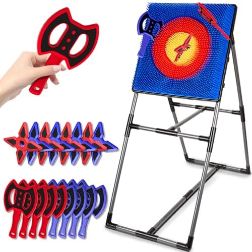 Image of Folimix Axe Throwing Game for Backyard, Axe Throwing Target Set with 16 Throwing Axes Outdoor Games Indoor Carnival Yard Lawn Backyard Games for Age 6-12
