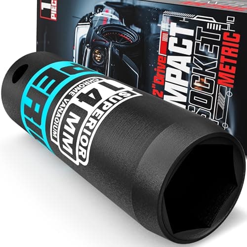 Image of KIRXST 1/2" Drive 14mm Deep Impact Socket, 6 Point CR-V Deep Socket, 78mm Length, Auto Trucks Car Tires Repairing DIY Mechanic Tool