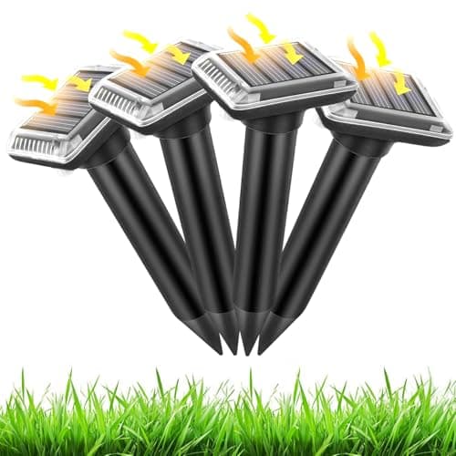 Image of Mole Repellent Solar Ultrasonic 4 Pack,Outdoor Powered Sonic Deterrent,IP66 Waterproof,Mole Stopper Scare Vole for Lawn Garden & Yard Home,Groundhog Repeller Snake Rodent Chaser