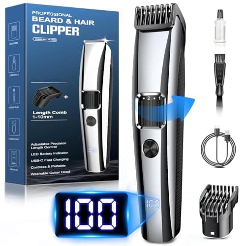 Image of Beard Trimmer Men, Hair Clippers Men Electric Shavers with Zoom Wheel(1-10mm), Cordless Hair Clippers with Battery Indicator,Electric Razor USB Rechargeable Facial Hair Trimmer,Body Hair Grooming Kits