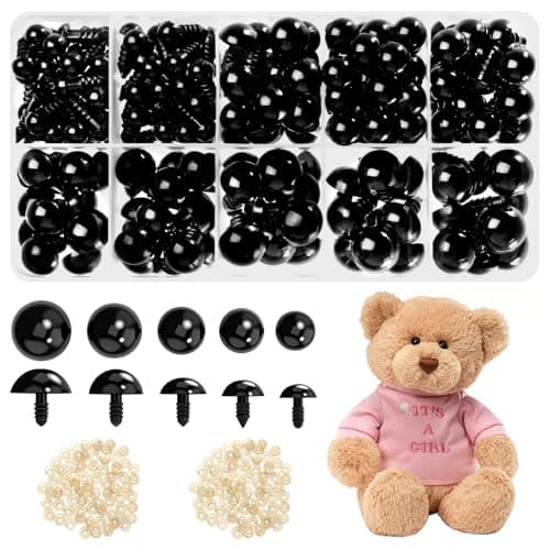 Image of 100PCS Safety Eyes for Crochet Toys, Craft Eyes with Backings for Amigurumi Teddy Bear Eyes Doll Making DIY Crafts,Black Plastic Toy Eyes (6-12 mm) with Storage Box