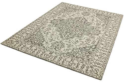 Image of Lord of Rugs Bronte Traditional Medallion Hand Tufted 100% Wool Rug Bordered Classic Carpet Smoke Medium 120x170 cm (3'11''x5'6'')