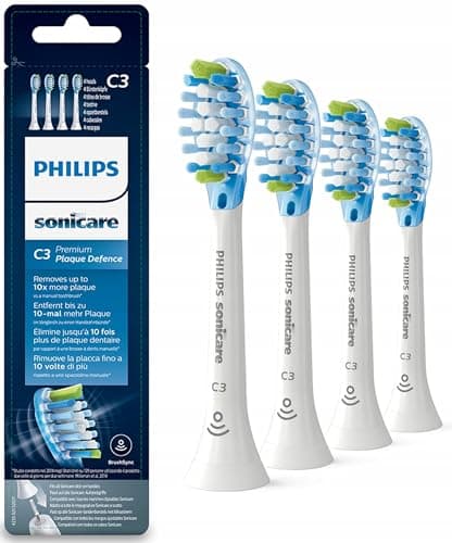 Image of Philips Sonicare Original C3 Premium Plaque Defence Standard Sonic Toothbrush Heads - 4 Pack in White (Model HX9044/17)