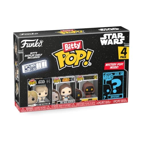 Image of Funko Bitty POP! Star Wars - Luke Skywalker™, Obi-Wan Kenobi™, Jawa™ and A Surprise Mystery Mini Figure - 0.9 Inch (2.2 Cm) Collectable - Stackable Display Shelf Included - Gift Idea - Cake Topper