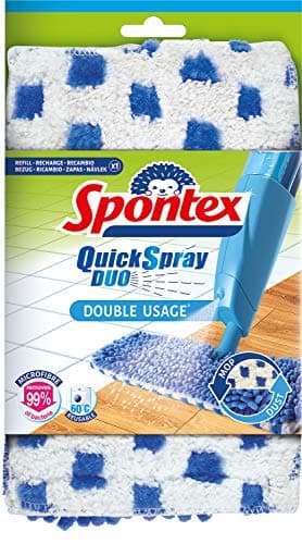 Image of Spontex Quick Spray Duo Flat Spray Mop Head Refill | Microfibre Mop Head Pad | Cleans Laminate, Wood & Tile Flooring | No-Touch Reversible Head