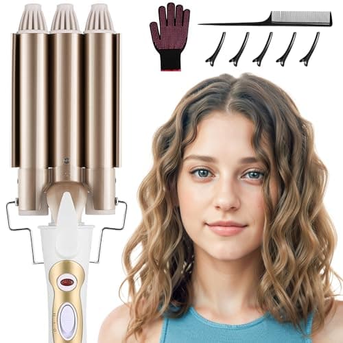 Image of DazSpirit 3 Barrel Hair Wavers for Long/Short Hair, 22 mm Hair Curler Mermaid Crimper with 2 Temperature Control, Wave Curling Wand for Hair Styling Appliances