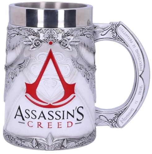 Image of Officially Licensed Assassins Creed White Game Tankard, Resin w. Stainless Steel
