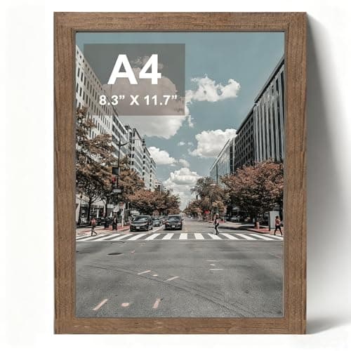 Image of A4 Picture Frame, Wooden Photo Frame, Versatile Black Frame with Safe Perspex Front & Wall Hanging Hooks - For Display, Landscape or Portrait Orientation, Wall-Mount & Desk Stand