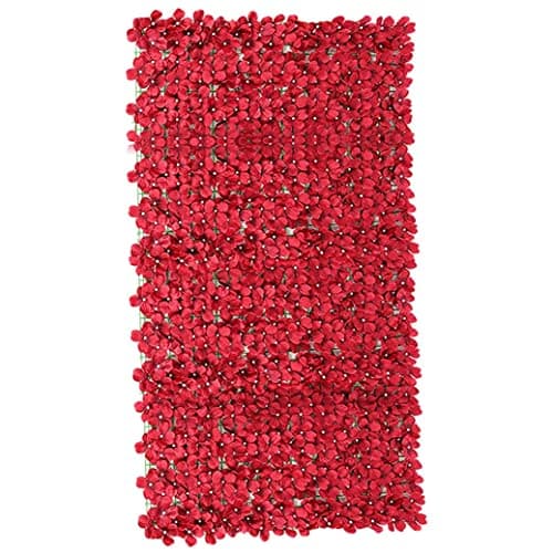 Image of Temeemeg Artificial Flower Fence Trellis Fence Panels Garden Wall Privacy Adornment for Wedding Yard Red 50x100CM