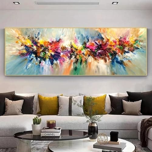 Image of CHAOJIART Extra Large Abstract Graffiti Art Canvas Painting Print, Colourful Wall Art Poster, Modern Bedroom Living Room Home Decor 50X150cm (Canvas Wrapped)