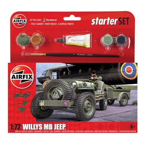 Image of Airfix Willys MB Jeep Small Starter Set 1:72