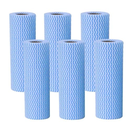 Image of JINYUDOME J Cloth Roll，Cleaning Cloth Roll，Soft and Quick-Drying can Be Used Repeatedly，6 Blue Cloth Rolls,150 Sheets,Blue.