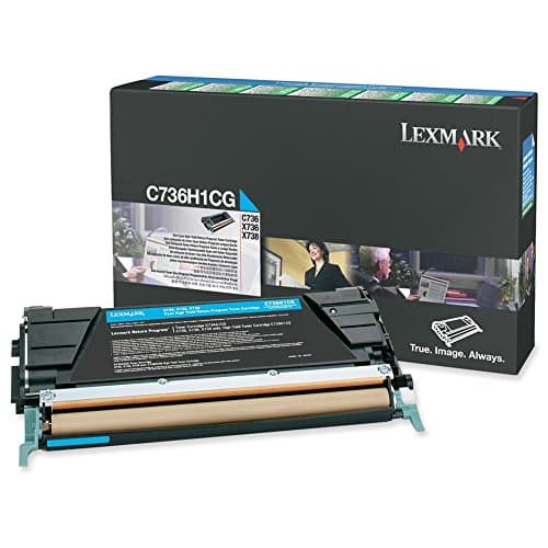 Image of Lexmark C736 X736 X738 Toner Cartridge 10,000 Page Yield Cyan C736H1CG